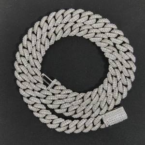 Chaîne cubaine en moissanite, argent 925, style hip-hop, livraison rapide avec stock local, colliers faits à la main pour bijoux de fête - Product Image 1