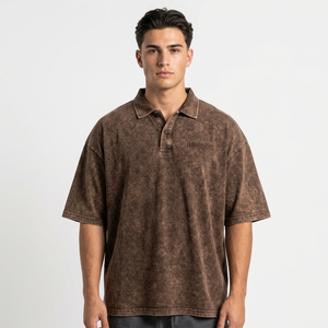 Chemises décontractées en maille unie 100% polyester respirant de haute qualité, manches courtes, col confortable, pour activités de plein air, polo homme - Product Image 1