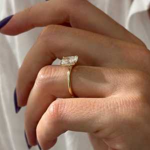 2 Carat Elongated Cushion Lab Created Diamond Engagement <b>Ring</b>, 14k Gold Minimalist <b>Thin</b> Solitaire <b>Ring</b>, IGI Certified - Product Image 4