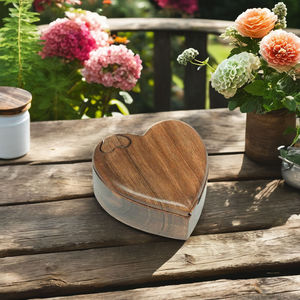 Vintage Wooden Heart <b>Memorial</b> <b>Keepsake</b> Urn Funeral Ash Container Crafted With Refined Artistic Natural Grain Texture - Product Image 4
