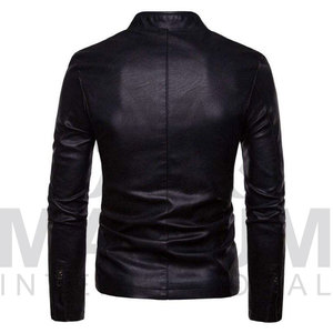 Solid Color <b>Men</b> <b>Leather</b> <b>Jacket</b> Custom Design <b>Leather</b> <b>Jacket</b> Casual Wear <b>Leather</b> <b>Jacket</b> For <b>Men</b> - Product Image 3