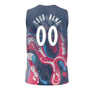 Maillot de basket personnalisé sublimé 3D, col en V, sans manches, en mesh 100% polyester, anti-transpiration, impression du nom de l'équipe, adulte unisexe, 400g - Product Image 4