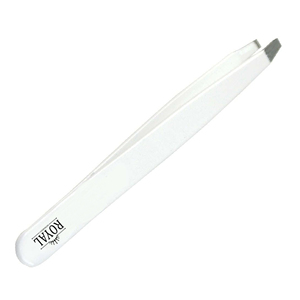 Pince à épiler sourcils de qualité supérieure avec marque privée, en acier inoxydable massif couleur or, à pointe inclinée, avec ciseaux à ressort pour cils - Product Image 1