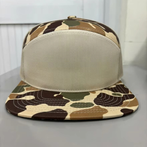 หมวกแก๊ปทรงทรัคเกอร์ 7 แผง ลายพรางไลท์แซนด์สโตน พิมพ์ลายดิจิตอล 168 ปีกแบน ปรับขนาดได้ด้วยกระดุมแบบแถวเดียว สำหรับทุกเพศ - Product Image 1