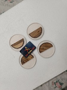 Affordable Wood Marble Coasters Creative Stone Mats <b>Tea</b> and Coffee Wooden Marble <b>Cup</b> Coaster <b>Sets</b> For Home Restaurant Hotel Use - Product Image 3