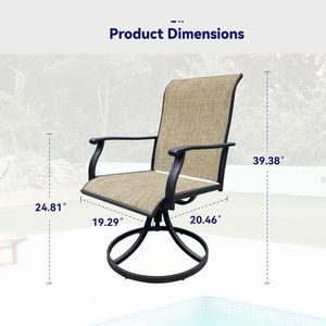 Ensemble de 2 chaises de salle à manger pivotantes en textilène respirant, meubles de patio pour l'extérieur, pour la véranda, la cour, la terrasse, la pelouse - Product Image 6