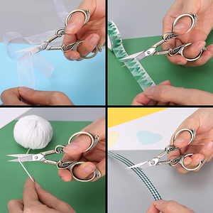 กรรไกรปักผ้าอเนกประสงค์มือซ้ายสำหรับมืออาชีพ ทำจากสแตนเลส ขอบเรียบ ดีไซน์สวยงาม สำหรับใช้ในครัวเรือน - Product Image 5