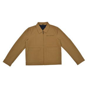 Veste de travail en toile pour homme, col rabattu, fermeture éclair, couleur unie, poches, coupe classique, automne - Product Image 1