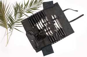 Nouvelle conception, sac de rangement pour couteaux de chef en cuir Crazy-Horse classique, fentes pour couteaux, écologique, léger, portable - Product Image 4