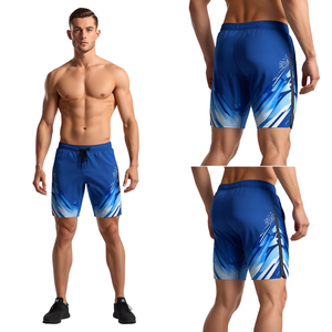 Pantalones Cortos Deportivos Premium para Hombre, Color Azul Rey, con Estampado de Rayos, Ligeros, para Entrenamiento, con Diseño Gráfico Moderno en Degradado - Product Image 2