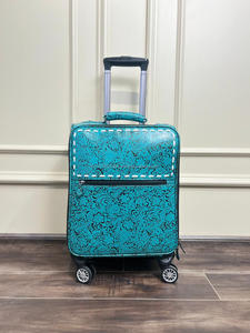 Bolsas de equipaje multiusos hechas a mano de cuero tallado Unisex tamaño grande multiusos maleta pelo en ocultar - Product Image 2