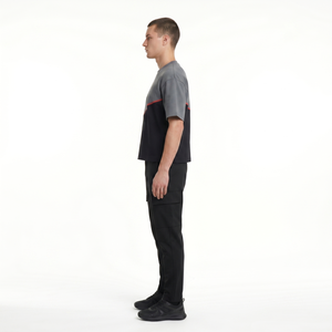Camiseta Asimétrica Personalizable para Hombre, Estilo Techwear, Tejido Grueso, Mezcla de Algodón y Lana Merino, Hombros Caídos, Bloques de Color, OEM - Product Image 3