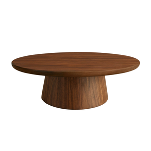 Elegant Round <b>Nesting</b> Coffee <b>Table</b> Set Contemporary Solid Teak Natural Grain Wood with Durable Pedestal Base Design - Product Image 5