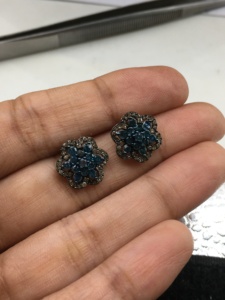 1.01 Cttw Round Cut Brown & Color-Enhanced Blue Natural Diamond Stud Earrings 925 Sterling Silver Earrings for Women - Product Image 3