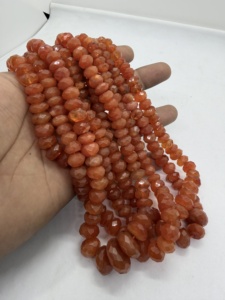 Cuentas facetadas de cornalina natural en forma de rondel, hilo de 16 pulgadas, naranja, para fabricación de joyas, venta al por mayor - Product Image 2