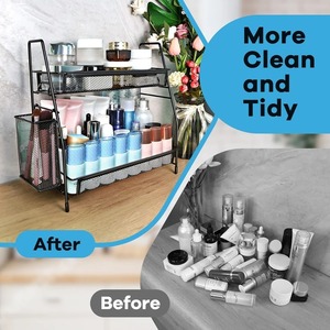 Black Metal 2 Tier Kitchen Rack For <b>Spice</b> <b>Jar</b> Oil Sauce Bottle Storage And Side Space For Cutlery And Sachets From India - Product Image 6