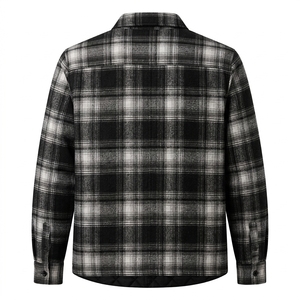 Veste en flanelle réversible pour homme avec doublure en polaire, col rabattable, vêtement d'hiver décontracté, fermeture à boutons, logo sur le devant, veste en flanelle - Product Image 4
