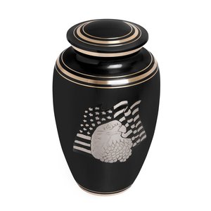 Grandes urnes funéraires en laiton pour cendres d'adultes, urne funéraire gravée Aigle américain noir, urne commémorative pour sépulture, urnes métalliques en gros - Product Image 1