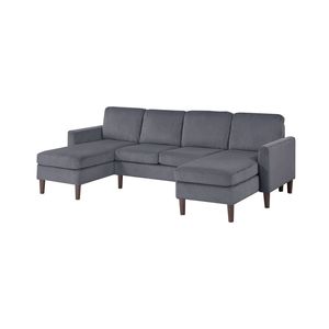 Set Divano Moderno Comfort 3 Pezzi con Chaise Longue RAF/LAF, Divanetto Senza Braccioli, in Corduroy Grigio Scuro per Soggiorno e Relax - Product Image 2