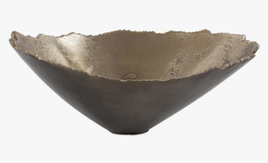 Tazón Decorativo de Metal con Forma de Ola Irregular Moderno, Centro de Mesa de Latón Antiguo Texturizado, Tazón para Frutas para Sala de Estar - Product Image 5
