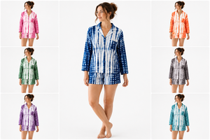 <b>Tie</b> <b>Dye</b> Night Suit for Women - Casual Long Sleeve Pajama <b>Set</b> with Shorts, Breathable Cotton Summer Loungewear Sleepwear <b>Set</b> - Product Image 3