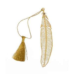 Marcapáginas de Pluma de Pavo Real en Latón con Acabado Dorado Premium, Elegante Accesorio de Lectura, Regalo para Amantes - Product Image 1