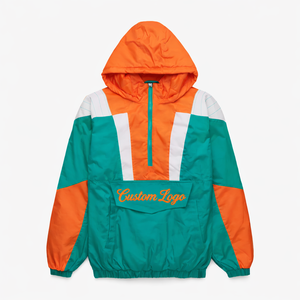 Custom logo Patch Classic Nylon Half Zipper <b>Pullover</b> Windbreaker <b>Jacket</b> for <b>Men</b> OEM ODM Bulk Orders Hot sale Windproof <b>Jacket</b> - Product Image 1