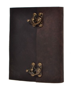 Vintage Crocodile Pattern Leather Journal <b>with</b> Brass <b>Lock</b> Handmade Embossed Leather Bound <b>Notebook</b> Sketchbook & Travel Diary - Product Image 3