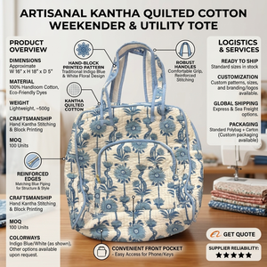 Block Printed Quilted Bags Embroidery Solid Color Crafted Quality <b>Canvas</b> for Stylish Everyday Use Wholesale Supply Export - Product Image 6