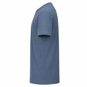 T-shirt personnalisé bleu ardoise uni à col rond pour homme, 100 % coton mélangé, respirant, manches courtes, décontracté, vente en gros - Product Image 6