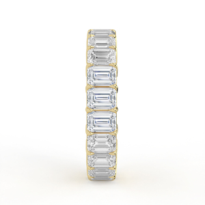 Solid White Gold Lab Grown Diamond <b>Ring</b> Emerald Cut Shared Prong Linear Setting Unbroken Full Eternity <b>Stacking</b> Band Jewelry - Product Image 5