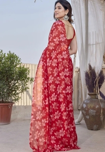 KV <b>Printed</b> Traditional Daily Wear Chiffon & Georgette Saree for Party Occasions Rayon <b>Material</b> - Product Image 4