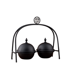Extendable Metal Serving Set Round Lidded Bowls Polished Finish with Arched <b>Stand</b> for <b>Food</b> Serving Airtight Design - Product Image 2
