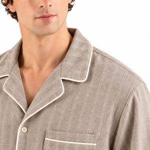 Men Striped Polyester/Rayon Woven Fabric <b>Pajama</b> <b>Set</b> Long Sleeve Button Sleepwear Winter Warm Soft Breathable <b>Couple</b> Plus Size - Product Image 5