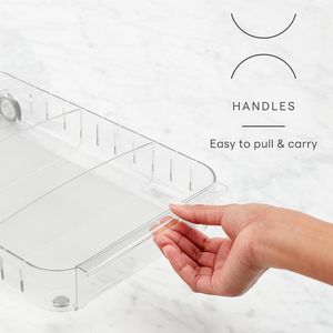 Organisateur de réfrigérateur à roulettes sans BPA, 9 pouces de large, avec séparateurs réglables et poignées, bac de rangement transparent pour réfrigérateur - Product Image 3