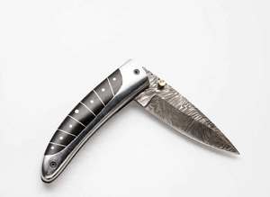 Handcrafted Damascus Steel <b>Folding</b> Executive <b>Desk</b> Tool Inlaid Wood Handle Gift Piece - Product Image 1
