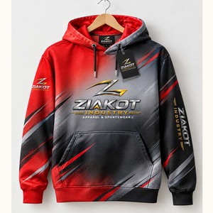 Sudadera con Capucha Deportiva Roja, Negra y Blanca, Cosida a Medida, de la Industria Ziakot, Venta al Por Mayor Directa - Product Image 4