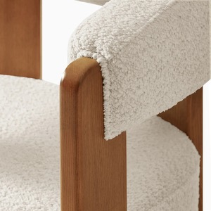 Chaise de salle à manger rembourrée ergonomique, durable et écologique de style scandinave moderne avec pieds en bois et assise en coton, mobilier pour la maison - Product Image 4