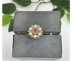 Elegant Premium Quality Gold Plated Brass <b>Adjustable</b> Moissanite Trendy <b>Ring</b> for Women's Wedding & Party Wear Collection - Product Image 1