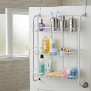 Shopee MIT Taiwan Modern Multifunction Metal Steel Tube Hanging Bathroom Over the Door Storage Organizer 5-10kg Load Capacity - Product Image 2