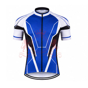 Ensemble maillot et short de cyclisme pour homme, bleu, blanc, noir, manches courtes, fermeture éclair sur le devant, pour adultes - Product Image 3