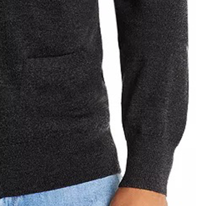 Cárdigan de algodón negro para hombre, cuello redondo, manga larga, color liso, antipilling, con bolsillo frontal, para otoño, corte regular, ¡Gran Venta! - Product Image 5