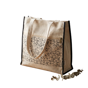 Sac de Shopping Fourre-Tout Personnalisé en Toile de Jute et Coton Ciré Réutilisable pour Femme-pour Bureau, Plage, Mariage, Épicerie - Product Image 1