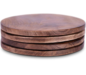 Sous-verres en bois de 300 mm de diamètre, antidérapants, décoratifs pour table, style moderne, sous-verres ronds en bois - Product Image 1