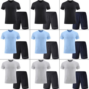 Ensemble de vêtements pour hommes, coupe-vent, uni, 2 pièces, short et t-shirt à manches courtes, tenue de sport décontractée - Product Image 3