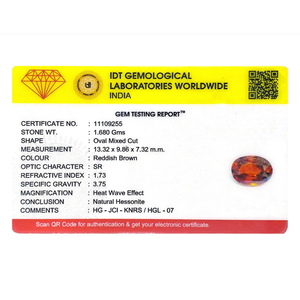 Natural Certified Hessonite Garnet Loose Gemstone-8.4 Carat Faceted Calibrated Wholesale - Product Image 4