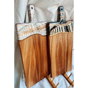Tabla de cortar personalizada de resina y madera para cocina, tabla de preparación de alimentos, superficie para servir, para restaurante y hogar - Product Image 5