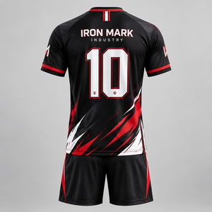 ชุดฟุตบอลยูนิเซ็กซ์ IRON MARK INDUSTRY คอวี แขนสั้น พิมพ์ลายแบบ Sublimation ระบายอากาศได้ดี ผลิตจากโพลีเอสเตอร์ สำหรับผู้ใหญ่ ปรับแต่งชื่อทีมด้านหน้าได้ - Product Image 4