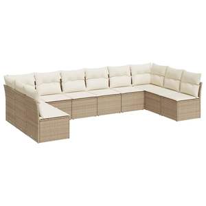 Conjunto de Sofás Modulares Grandes de Ratán Sintético PE Beige para Jardín, Muebles Modulares Cómodos para Exteriores - Product Image 2