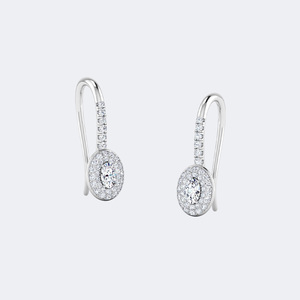 Pendientes de Halo con Diamantes Cultivados en Laboratorio, Corte Ovalado, 3.00CTW, Color E F, VVS2, Oro Blanco, Oro Rosa, Joyería para Fiestas, Venta al Por Mayor - Product Image 3
